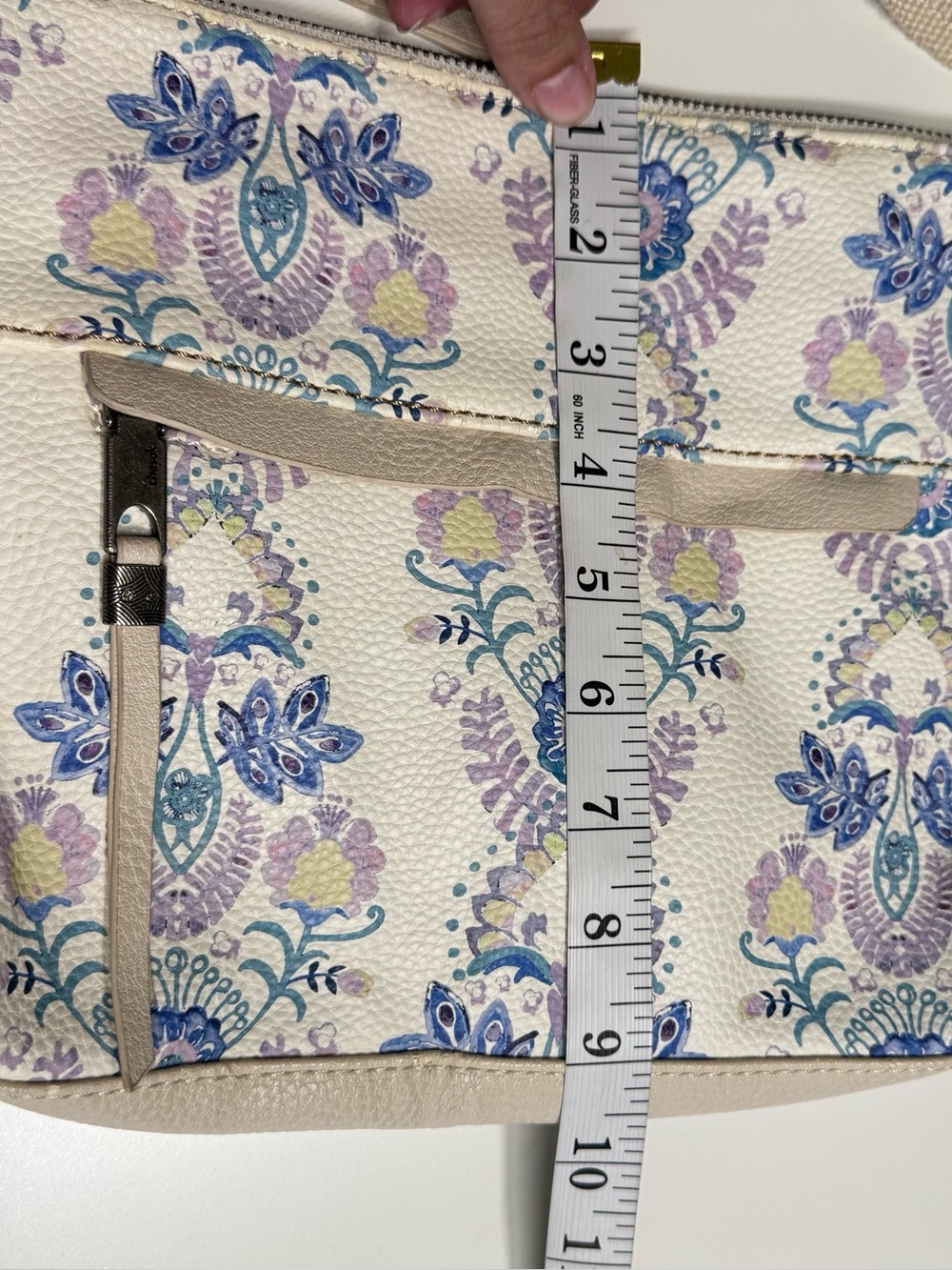 The SAK Alameda Cream Pebbled Faux Leather Floral Print Shoulder Crossbody Bag - Picture 10 of 11